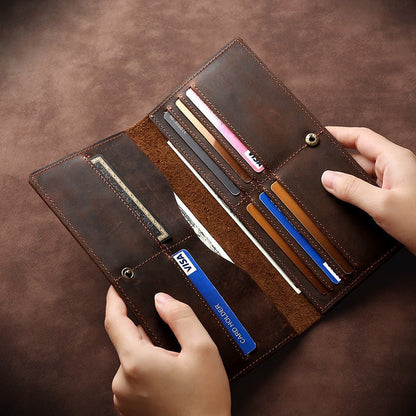 Horse Long Wallet Genuine Leather Hand-held Men's Card Holder